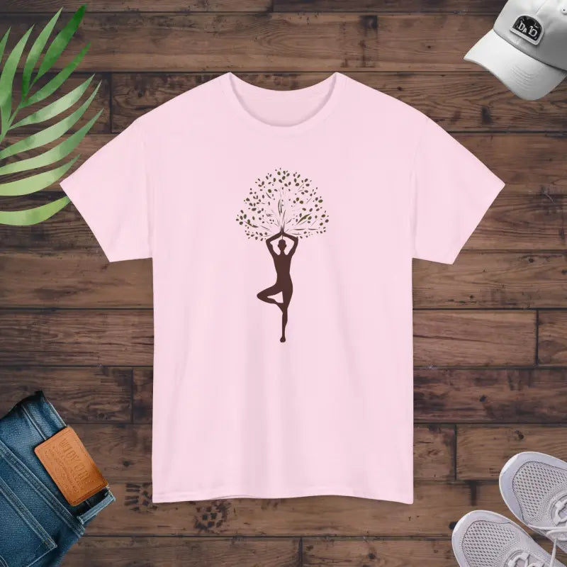 Unleash Serenity in Style with Yoga & Nature Deluxe T-shirt - Light Pink / s T-shirt