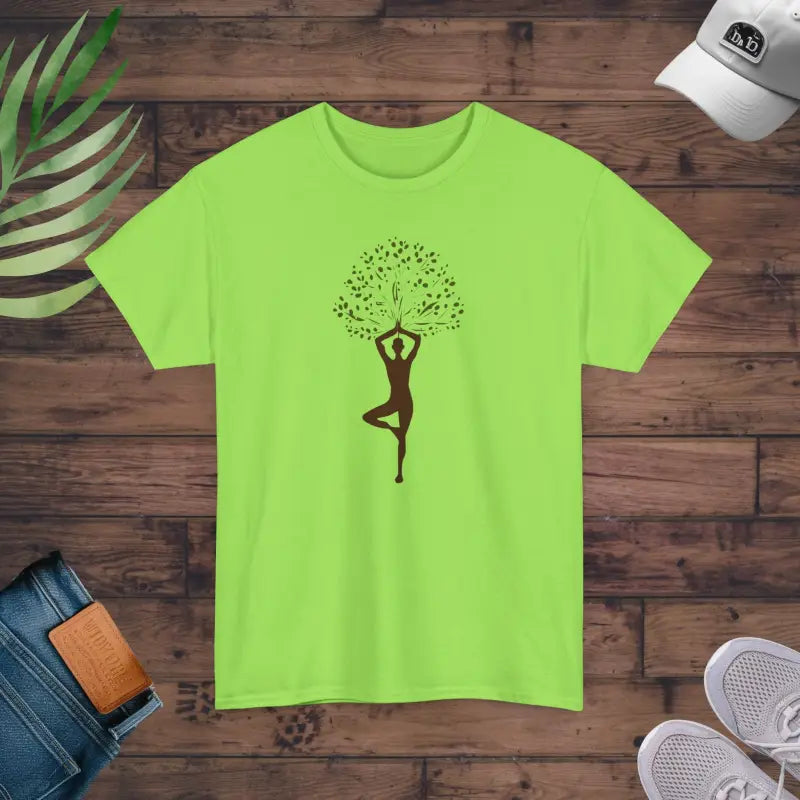 Unleash Serenity in Style with Yoga & Nature Deluxe T-shirt - Neon Green / m T-shirt