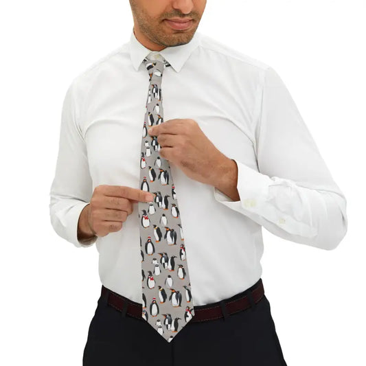 Turn Heads with Silky Penguins Pattern Necktie - one Size Accessories