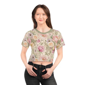 Crop Tee - Luxurious Silky Floral Tee - Ultimate Comfort Style - Dipaliz Black Stitching / Xl