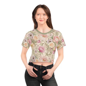 Crop Tee - Luxurious Silky Floral Tee - Ultimate Comfort Style - Dipaliz Black Stitching / s