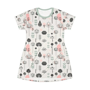Floral Bliss Print Tee Dress – Tagless All-over-print - Dipaliz - Dresses - Xs