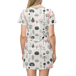Floral Bliss Print Tee Dress – Tagless All-over-print - Dipaliz - Dresses - Xs