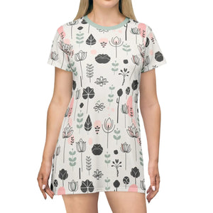 Floral Bliss Print Tee Dress – Tagless All-over-print - Dipaliz - Dresses - Xs