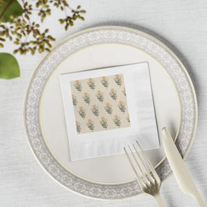 White Coined Napkins – Floral Wedding Paper - Dipaliz