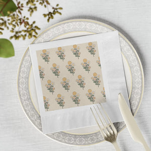 White Coined Napkins – Floral Wedding Paper - Dipaliz