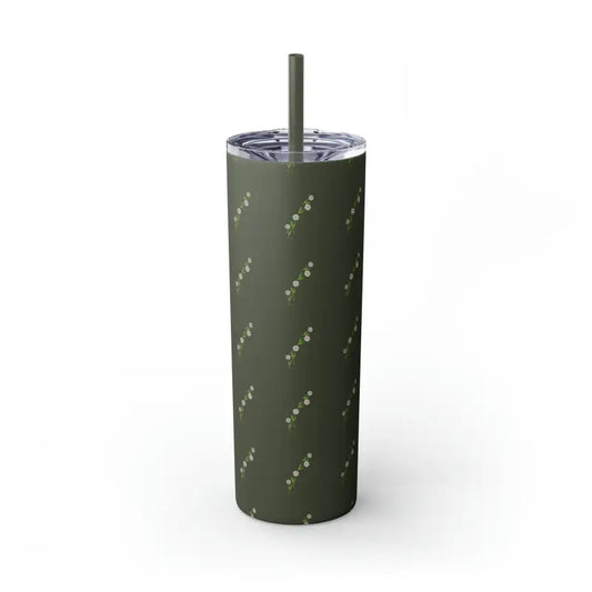 Sip In Style: Floral Skinny Tumbler With Color Matching Straw - Mug