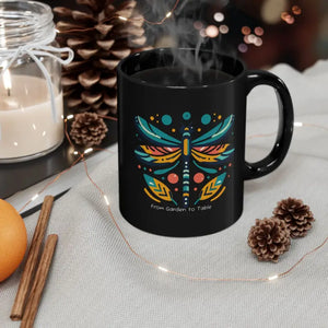 Black Ceramic Mug 15oz - Dragonfly Magic Design - Dipaliz - 11oz - Mugs