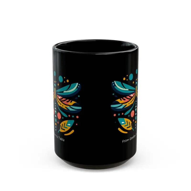 Sip Joyfully with a Dragonfly Black Ceramic Mug - 15oz