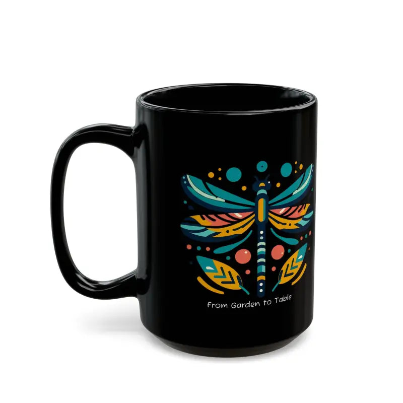 Sip Joyfully with a Dragonfly Black Ceramic Mug