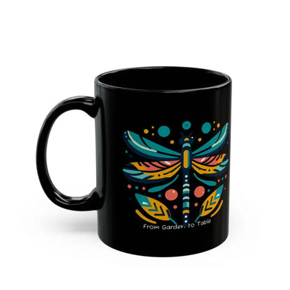 Sip Joyfully with a Dragonfly Black Ceramic Mug