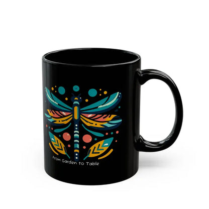 Sip Joyfully with a Dragonfly Black Ceramic Mug