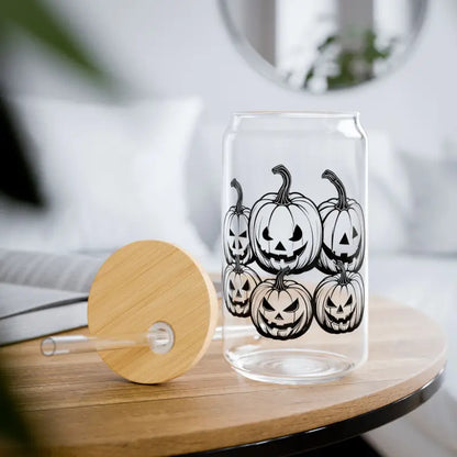 Sip Spooky Style with Scary Halloween Pumpkin Glass - with Lid and Straw / 16oz Mug