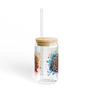 16oz Glass Sipper - Bpa-free Abstract Pattern Tumbler - Dipaliz - Tumblers