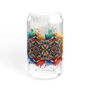 16oz Glass Sipper - Bpa-free Abstract Pattern Tumbler - Dipaliz - Tumblers