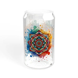 16oz Glass Sipper - Bpa-free Abstract Pattern Tumbler - Dipaliz - Without Lid or Straw / Tumblers