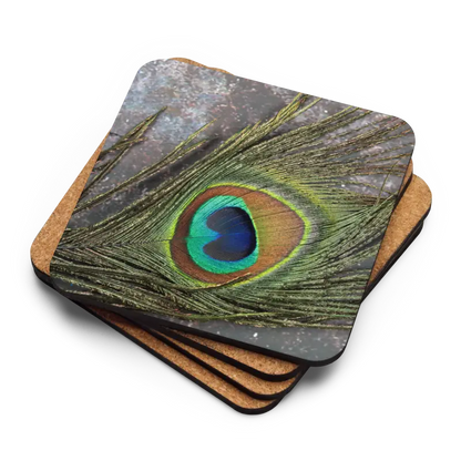 Dazzle your Drinks: Peacock Featherr Cork Coasters - Kitchen and Dining