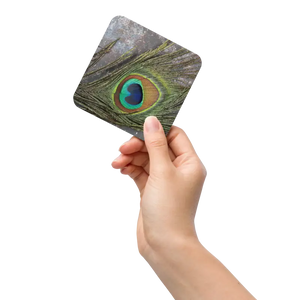 Peacock Featherr Cork Coasters - Vibrant Garden Party Style - Dipaliz