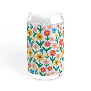 Floral Glass Tumbler with Bamboo Lid and Tritan Straw - Dipaliz - Tumblers