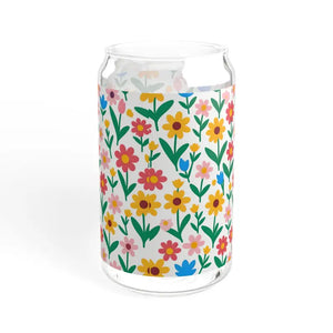 Floral Glass Tumbler with Bamboo Lid and Tritan Straw - Dipaliz - Tumblers