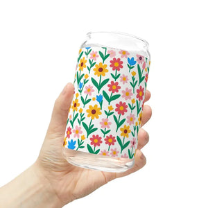 Floral Glass Tumbler with Bamboo Lid and Tritan Straw - Dipaliz - Without Lid or Straw / 16oz - Tumblers