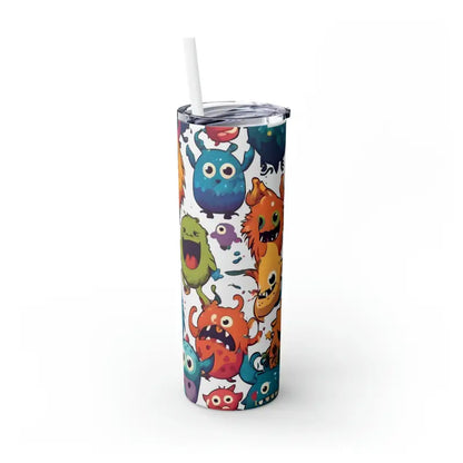 Sip in Style: Skinny Steel Tumbler with Cute Colorful Monsters - Mug