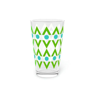 Tumblers - Cyan Geometrical Pint Glass - Bold 16oz Design - Dipaliz