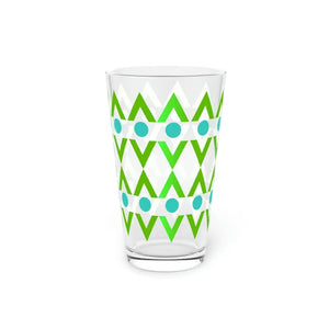 Tumblers - Cyan Geometrical Pint Glass - Bold 16oz Design - Dipaliz