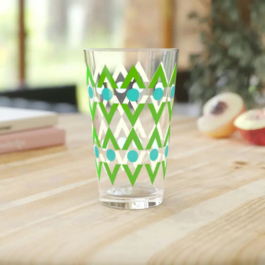 Sip Smarter with our Cyan Geometrical Pint Glass! - 16oz Mug