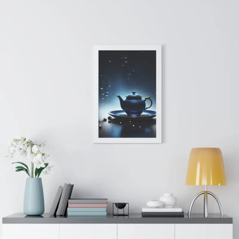 Sip On Style: Elegant Black Tea Framed Vertical Poster