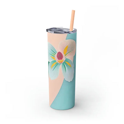Chic Floral Skinny Tumbler With Matching Straw - Mug