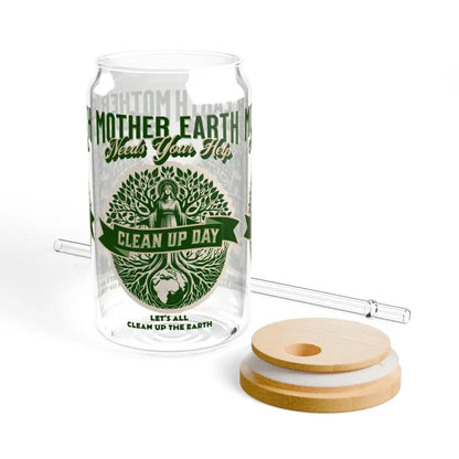 Ultimate 16oz Earth Day Sipper Glass for Every Occasion - with Lid and Straw / Tumbler