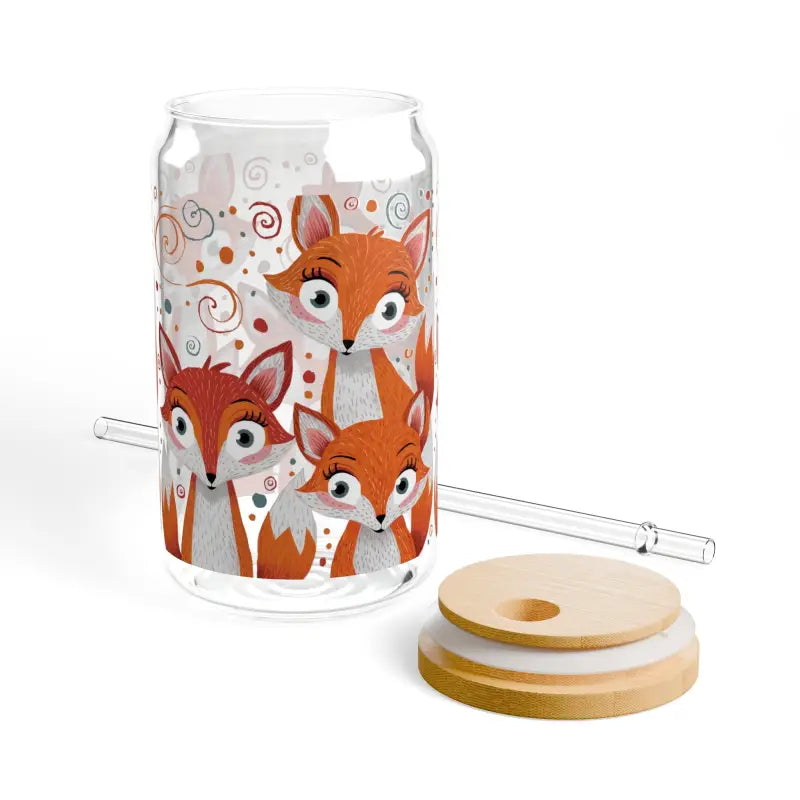 Sip in Style with our 16oz Red Foxes Sipper Glass - with Lid and Straw / Tumbler