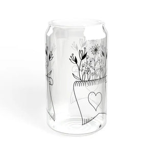 Wildflower Sipper Glass with Bamboo Lid and Tritan Straw - Dipaliz - Tumblers