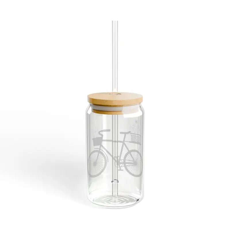 Sip Wildly 16oz Glass with Flowers and Bicycle Design - Tumbler