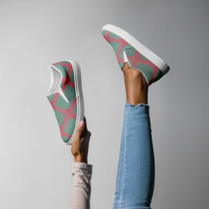 Stylish Canvas Shoes - Green Triangles Women’s Slip - Dipaliz - Sneakers
