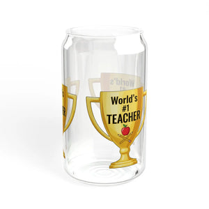 Vibrant Teacher Trophy Sipper Glass 16oz Hand Wash - Dipaliz - Tumblers