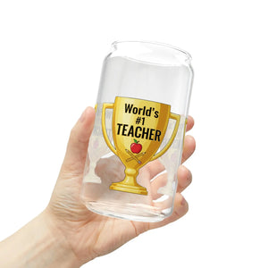Vibrant Teacher Trophy Sipper Glass 16oz Hand Wash - Dipaliz - Tumblers