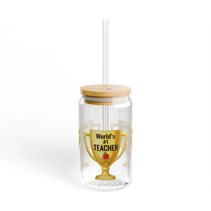Vibrant Teacher Trophy Sipper Glass 16oz Hand Wash - Dipaliz - Tumblers