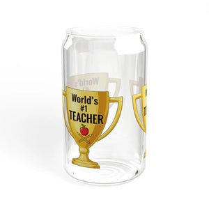 Vibrant Teacher Trophy Sipper Glass 16oz Hand Wash - Dipaliz - Tumblers