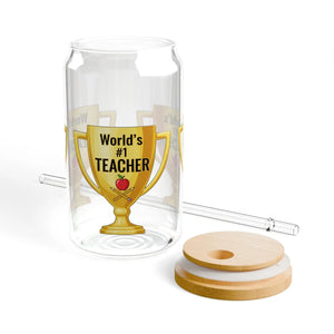 Vibrant Teacher Trophy Sipper Glass 16oz Hand Wash - Dipaliz - Tumblers