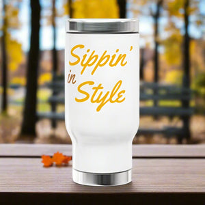 Glossy White Enamel Stainless Steel Travel Mug - Dipaliz - Mugs
