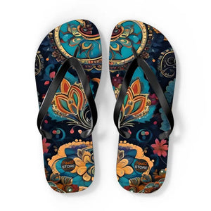 Pink Paisley Unisex Flip Flops Bold Summer Style - Dipaliz - Slippers