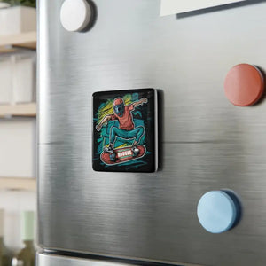 Skateboard Porcelain Magnet - Vibrant Color Reproduction - Dipaliz - White / 2’’ x / Square - Refrigerator Magnets