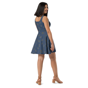 Navy Blue Skater Dress – Organic Flared Skirt - Dipaliz - Dresses - Xs