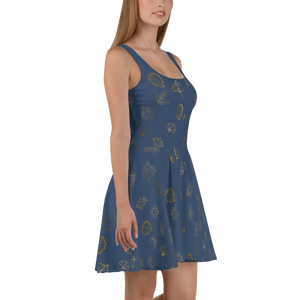 Navy Blue Skater Dress – Organic Flared Skirt - Dipaliz - Dresses - Xs