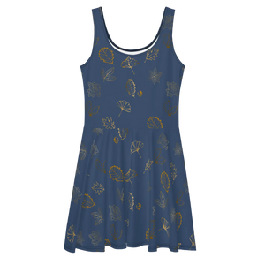 Navy Blue Skater Dress – Organic Flared Skirt - Dipaliz - Dresses - Xs