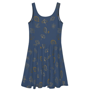 Navy Blue Skater Dress – Organic Flared Skirt - Dipaliz - Dresses - Xs