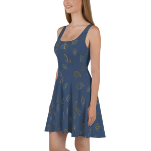 Navy Blue Skater Dress – Organic Flared Skirt - Dipaliz - Dresses - Xs