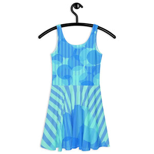Blue Wavy Stripes Skater Dress - Head-turning Style - Dipaliz - Dresses